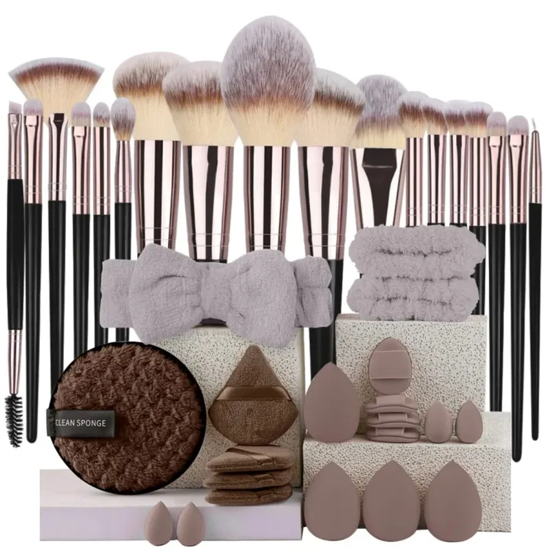 Set Berus Solekan Luxe Set Kosmetik Berbulu Lembut Serbuk Pemerah Mata Pembayang Mata Kabuki Blending Berus Mekap Alat Kecantikan — image 8