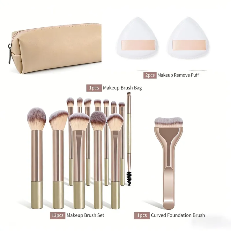 17Pcs Makeup Brush Set with Powder Puff Soft Foundation Blush Contour Powder & Eyeshadow Brushes Professional Cosmetic Tool — image 5