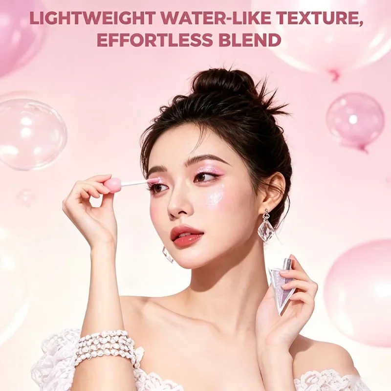 ชุดอายแชโดว์เหลวแวววาว 3 สีชิมเมอร์ประกายแวววาวเมทัลลิคอายแชโดว์ปากกาเน้นข้อความอเนกประสงค์เพิ่มความแวววาวน้ำหนักเบาเมคอัพตาแวววาวสูตรน้ำติดทนนานสำหรับงานปาร์ตี้เทศกาล — image 8