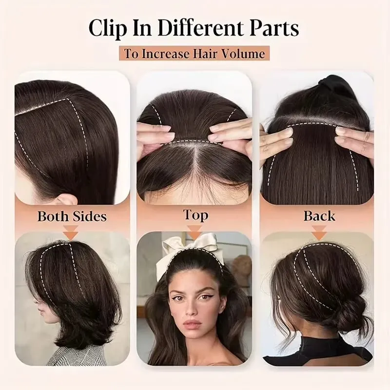Clip sintetica senza cuciture con frangia Estensione dei capelli con clip BB sicure Fodera spessa dei capelli Copertura laterale superiore Posticci per le donne — image 5