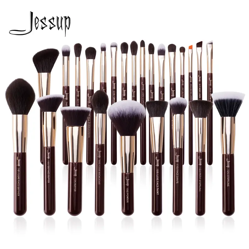 Jessup Set di pennelli per trucco Professionale in capelli sintetici naturali Pennelli per trucco Fondotinta in polvere Ombretto per contorno 15-25 pezzi — image 1
