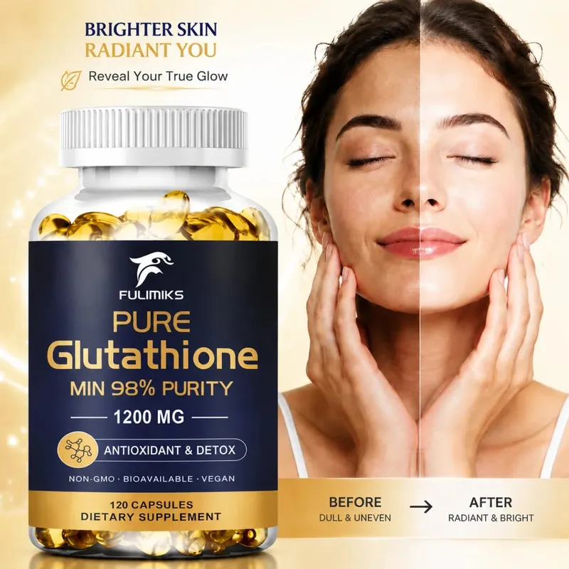 Pure Glutathion Capsules 1200 MG Max podpora vstřebávání Antioxidant pleti Anti-Aging Detoxikace Játra Čištění Imunita — image 1