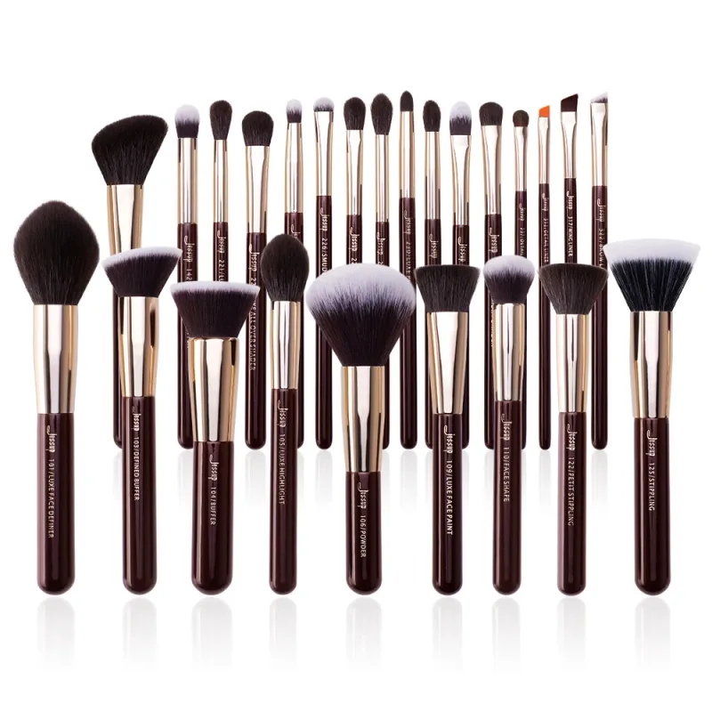 Jessup Set di pennelli per trucco Professionale in capelli sintetici naturali Pennelli per trucco Fondotinta in polvere Ombretto per contorno 15-25 pezzi