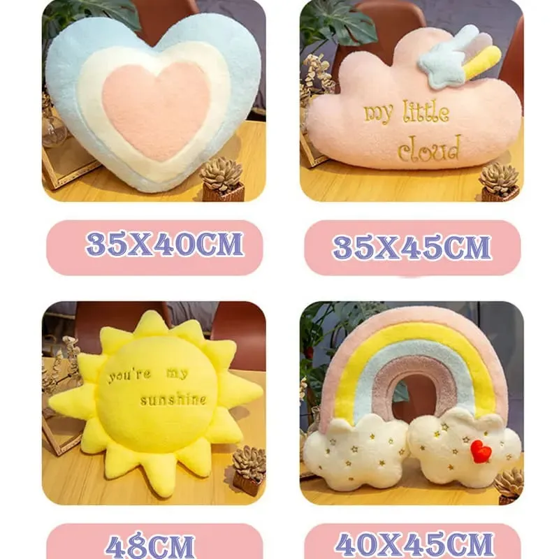 Waschbares Himmel Wolke Stern Sonne Regenbogen Kissen gefüllt rosa Stern Lollipop Herz Girly Sofa Rückenkissen Süßes Geschenk für Sie — image 7