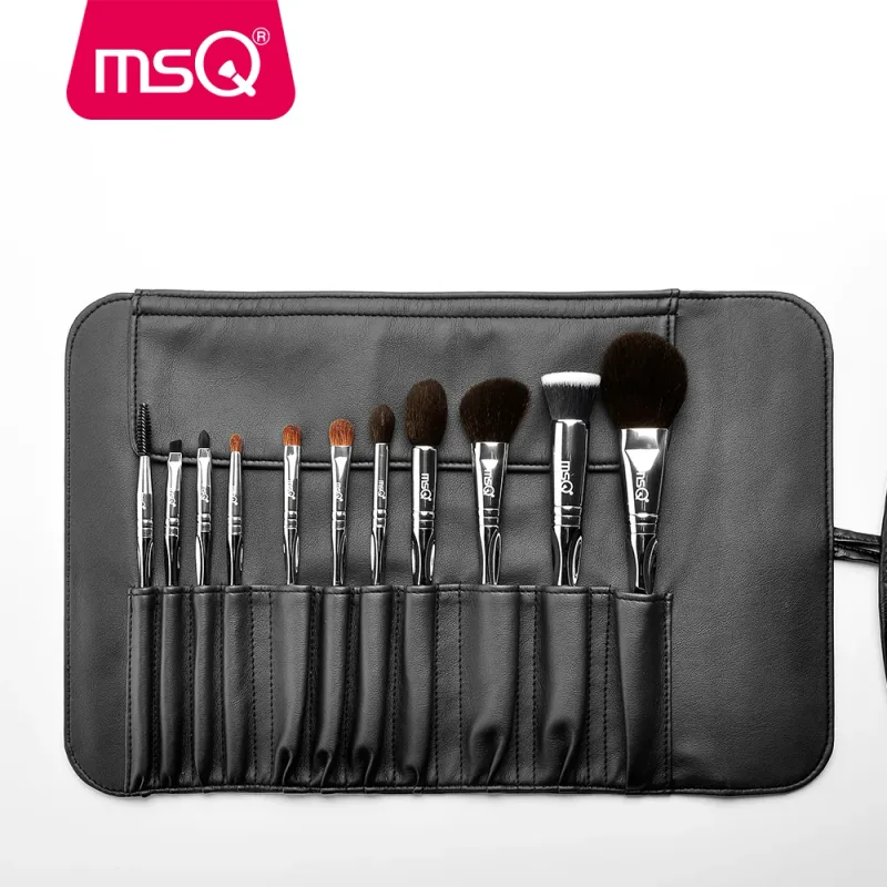 MSQ New Professional 11 pz Pennelli per trucco in polvere Set Ombretto classico Fondotinta per labbra Pennello per trucco Capra/Cene di cavallo Manico in PVC