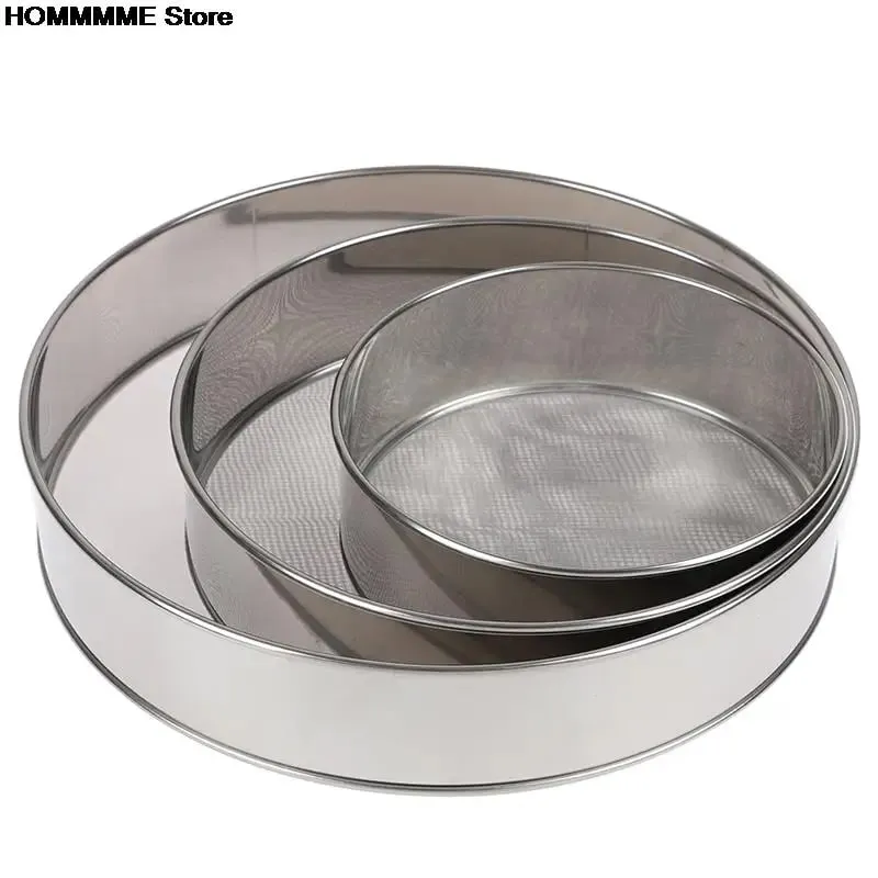Professional Kitchen Fine Mesh Flour Sifter Round Stainless Steel Flour Sieve Strainer Sifters Best for Kitchen Baking Tea — image 2