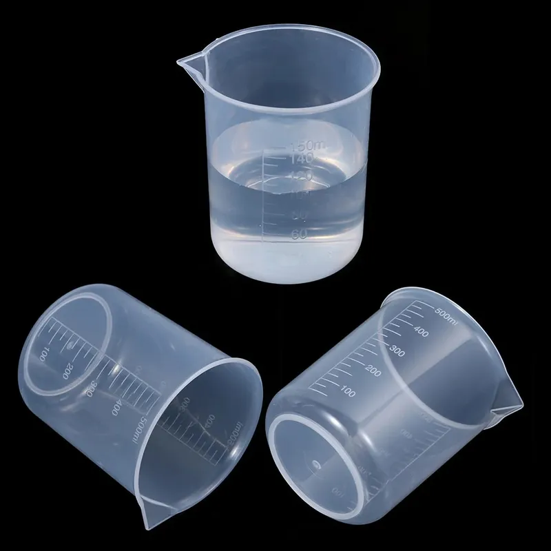 ถ้วยตวงพลาสติกโปร่งใสห้องปฏิบัติการ Beaker สำเร็จการศึกษาของเหลวเหยือกถ้วยครัวเบเกอรี่ทำอาหารการวัดขนาดคอนเทนเนอร์ — image 5
