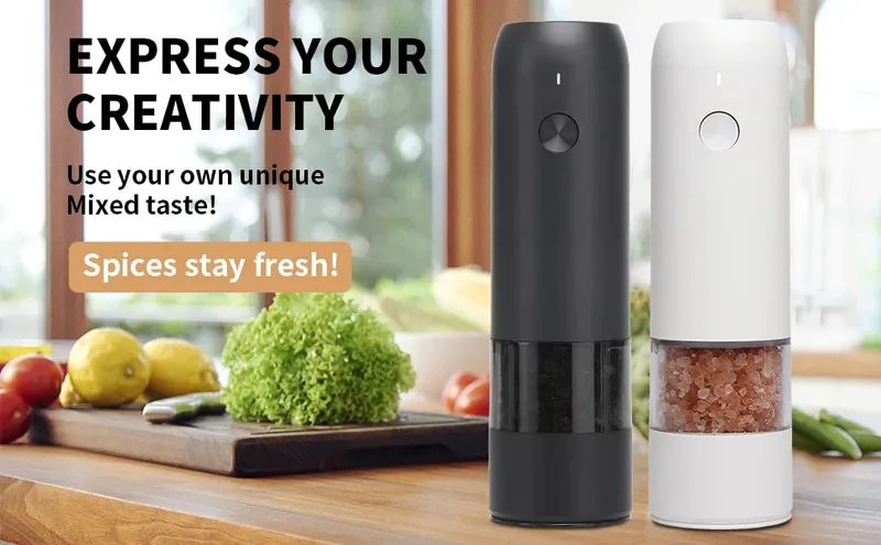 Conjunto elétrico automático de moedor de sal e pimenta, recarregável com usb, moedor de especiarias ajustável, ferramentas de cozinha — image 8