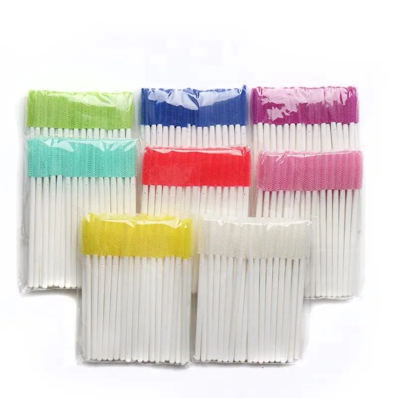 100 st Engångs Silikon Ögonfransar Borstar vita Handtag Applikator Mascara Stick Brush Ögonfransförlängning kvinnor Makeup Tools — image 6
