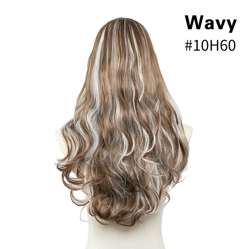 Premium Synthetic U-Part Clip In Hair Extension Long Thick Curly Natural Blonde False Heat Resistant Hair Hairpieces For Women — image 8