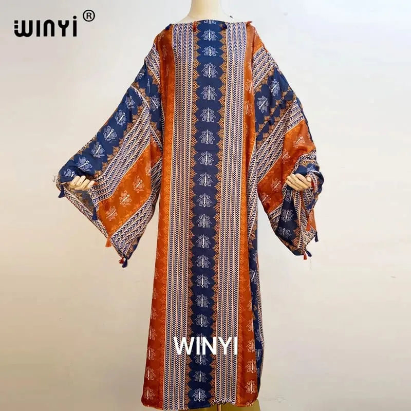 Cotton Robe Femme Hiver Платье Elegant Long Sleeve Мусульманские Комплекты Splicing Stripe Print Female Dresses Vestdios Abaya — image 22