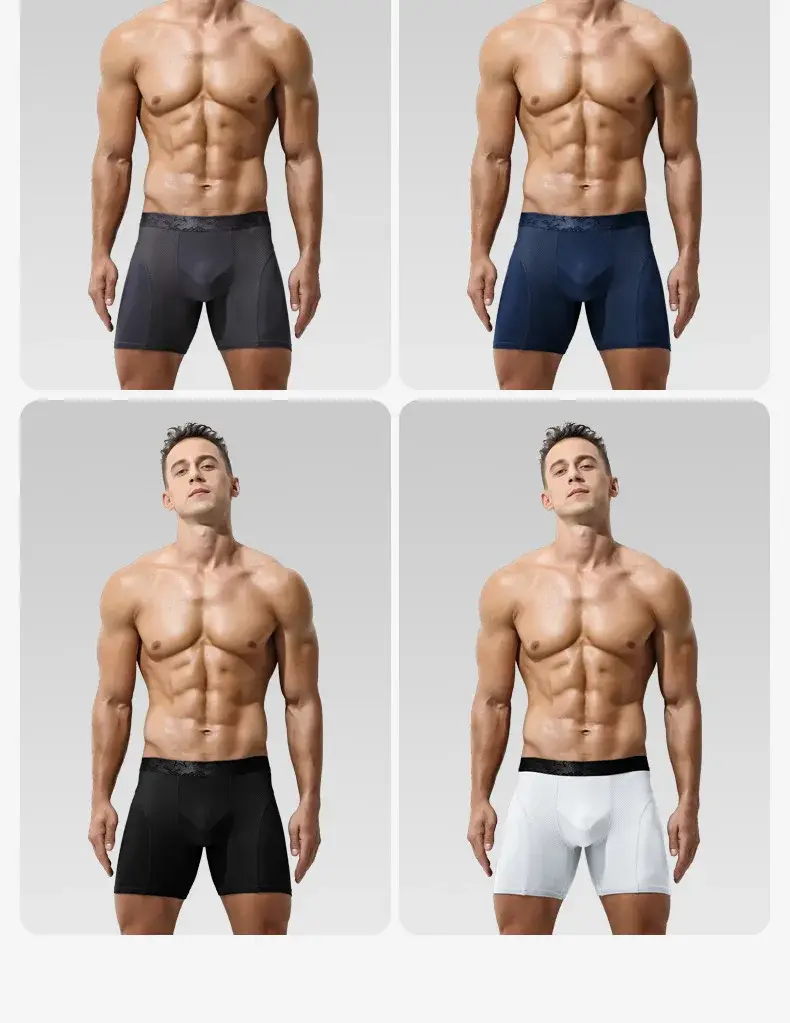 Intimo uomo Boxer modali Pantaloncini Hombre Solid Mesh Custodia traspirante Mutandine Uomo Gamba lunga Mutande Cueca Calzoncillos XL-6XL — image 12