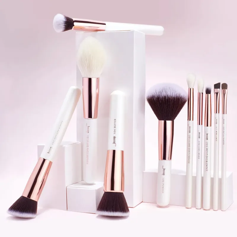 Jessup 25 uds juego de brochas de maquillaje profesional brochas de maquillaje kit de herramientas juego de base colorete en polvo belleza blanco perla T215 — image 6