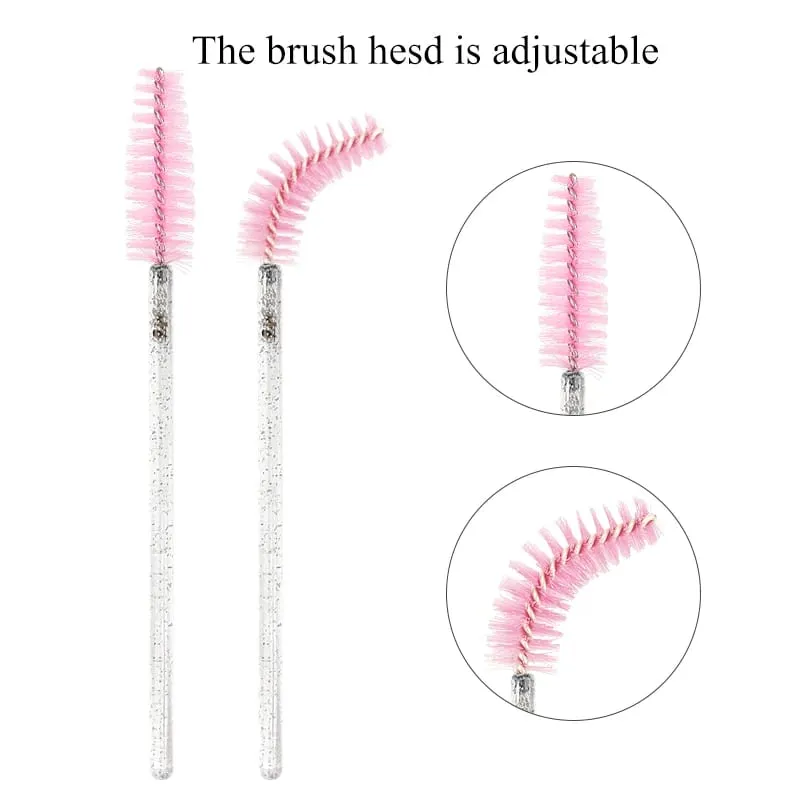 50 ชิ้นเครื่องสำอางแปรงขนตา Eye Lash แปรงแต่งหน้าทิ้งคริสตัลสีขาวมาสคาร่าแปรงขนตาเครื่องมือขยาย