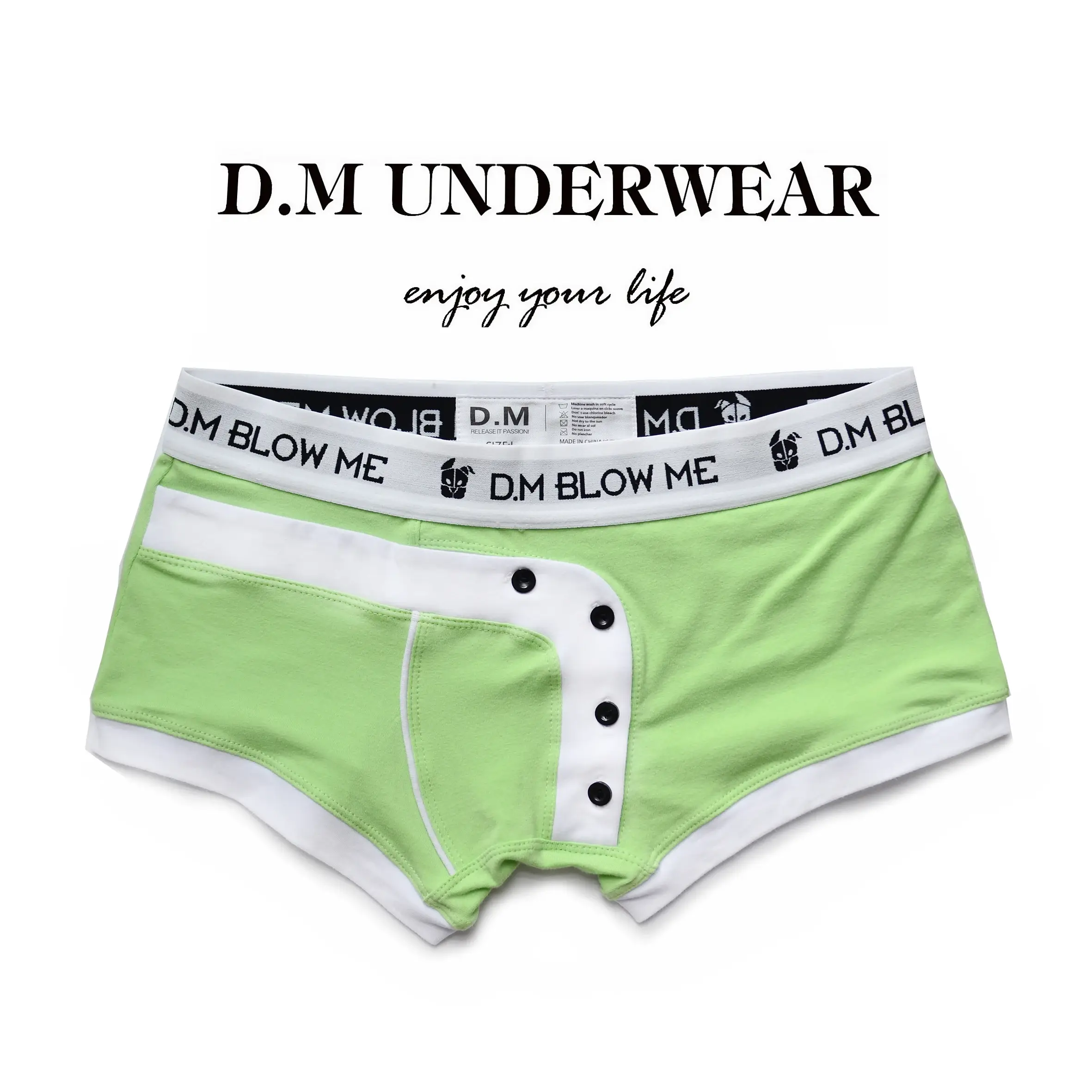 Men's Pink Underwear Low Waist Sexy Men's Button Boxers Solid Color Matching Personality Sports Cotton Boyshort — image 5