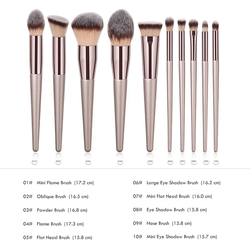 แชมเปญร้อนชุดแปรงแต่งหน้าสำหรับผู้หญิงเครื่องสำอางค์ Foundation Powder Blush อายแชโดว์ Kabuki Blending Make Up Brush เครื่องมือความงาม — image 4