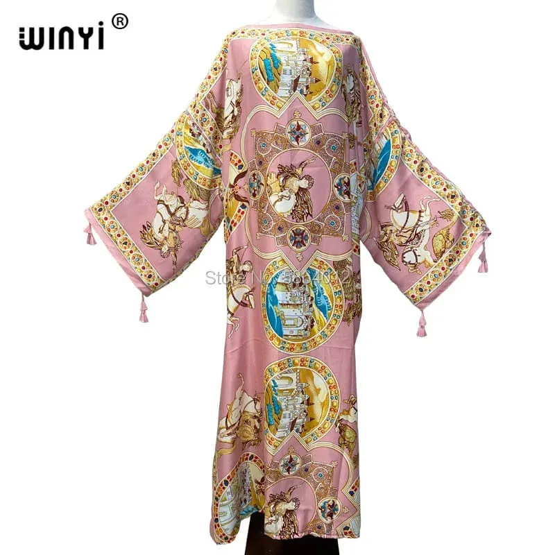 Cotton Robe Femme Hiver Платье Elegant Long Sleeve Мусульманские Комплекты Splicing Stripe Print Female Dresses Vestdios Abaya — image 10