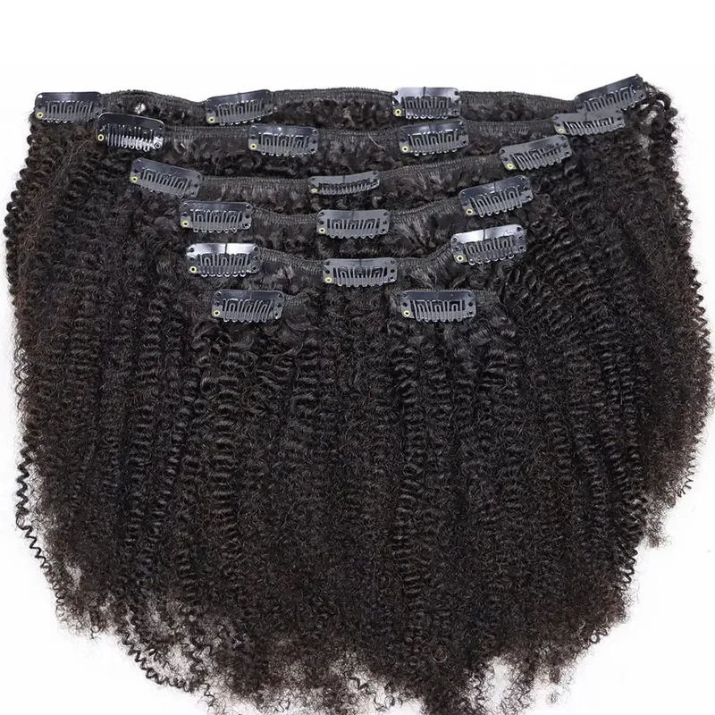 4C คลิป Virgin Remy Human Hair Extensions แน่นขนาดเล็ก Afro Kinky Curly คลิปในส่วนขยายของผมแอฟริกันผู้หญิงผิวดำ — image 2