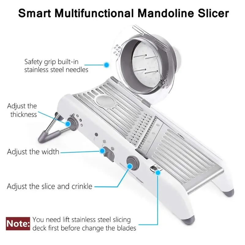 18 ประเภทปรับ Mandoline Slicer ผักสแตนเลส Julienner เครื่องขูดหัวหอมเครื่องตัดมันฝรั่งเครื่องตัด KC0326 — image 2
