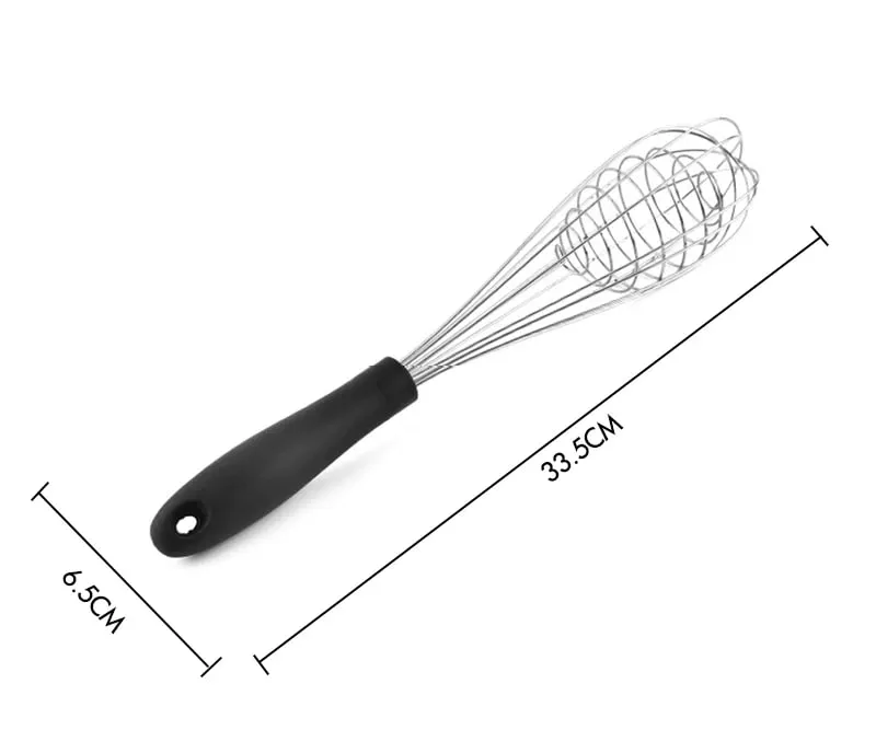 Stainless Steel + TPR Handle Egg Beater Kitchen Balloon Wire Whisk Mixer Foamer for Cooking Baking Blending Whisking Stirring — image 6