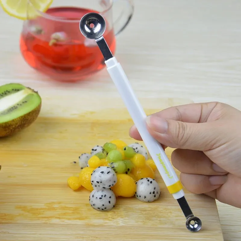 Mini Apple Ball Digger Melon ช้อนไอศกรีมขุด Scoop สแตนเลส Double-end เครื่องมือทำอาหารห้องครัว DIY อุปกรณ์เสริม Gadgets