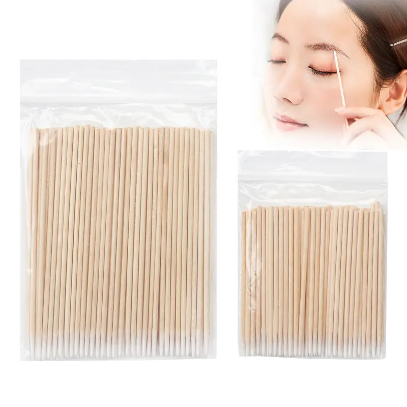 100 pcs Disposable ไม้ขนาดเล็กผ้าฝ้าย Swab Lint ฟรี Micro แปรงแต่งหน้าเครื่องมือ Eyelash Extension กาวถอดเครื่องมือ — image 1