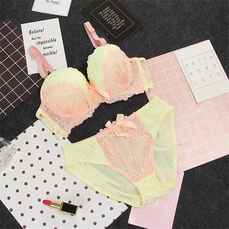 Set Bra Nipis dan Seluar Dalam Bunga Gaya Baru Lace AB Cup Suit Set Pakaian Dalam Bersaiz Besar Berkualiti Tinggi — image 10