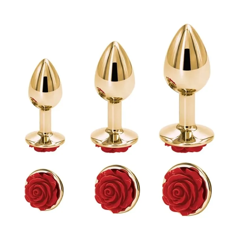 Rainbow Rose gold สีชมพูขนาดเล็กขนาดกลางชุดรูปหัวใจคริสตัลโลหะลูกปัด anal butt plug เครื่องประดับของเล่นสำหรับชายหญิง — image 5