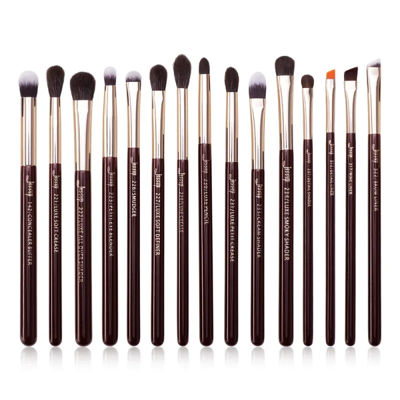 Jessup 15 stk Makeup Børster Sæt Professionel øjenmakeup børstesæt Øjenskygge Eyeliner Øjenbryn Blending Concealer Brochas T294 — image 11