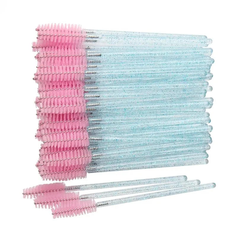 50pcs 반짝 이는 일회용 속눈썹 브러쉬 애플리케이터 완드 경기자 마스카라 눈썹 메이크업 도구 스풀러 빗 완드 스풀리 브러쉬 — image 9
