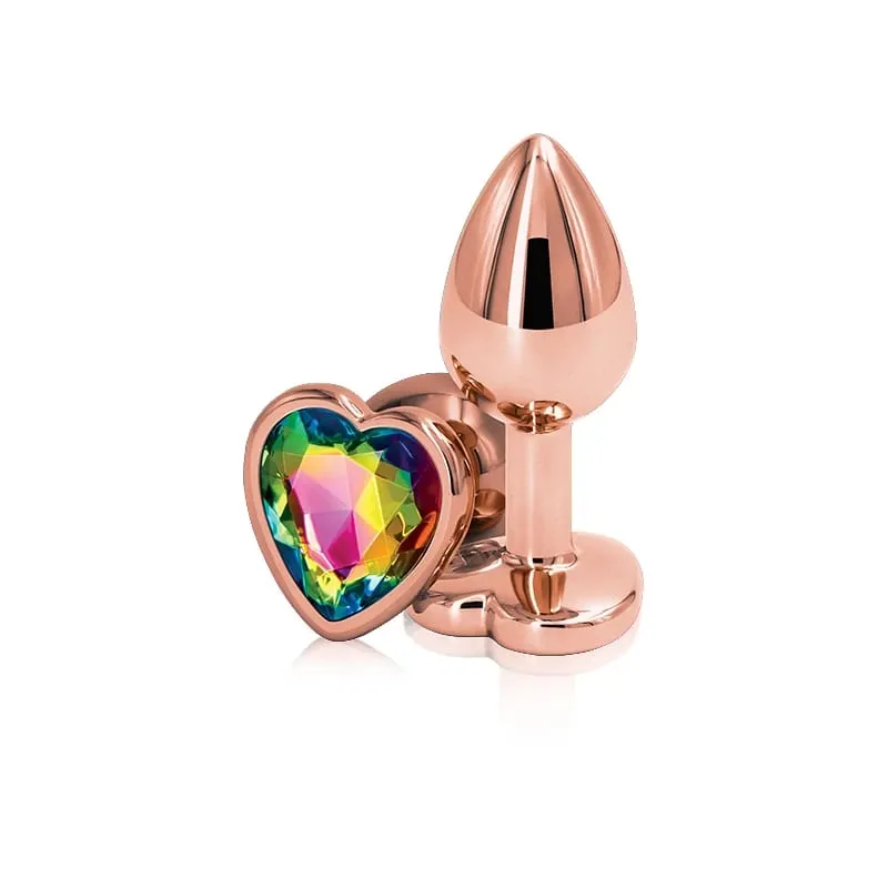 Rainbow Rose gold สีชมพูขนาดเล็กขนาดกลางชุดรูปหัวใจคริสตัลโลหะลูกปัด anal butt plug เครื่องประดับของเล่นสำหรับชายหญิง — image 3