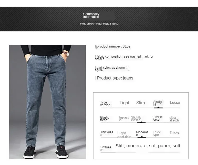 Autumn Summer Denim Jeans Men Straight Stretch Regular Jeans for Man Black Classic Vintage Mens Pant Big Size 29-38 40 — image 10