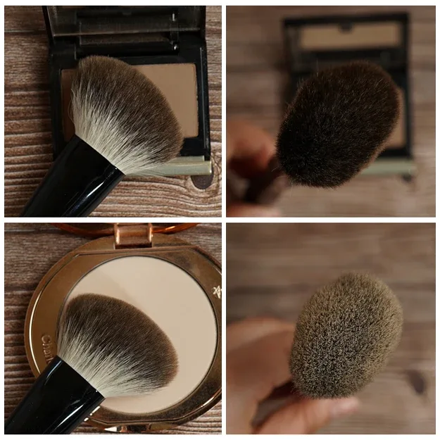 F03 Profesionální ručně vyráběné štětce na make-up Soft Fox Hair Úhlový štětec na kontury Ebenová rukojeť Kosmetické pomůcky štětec na make-up — image 3