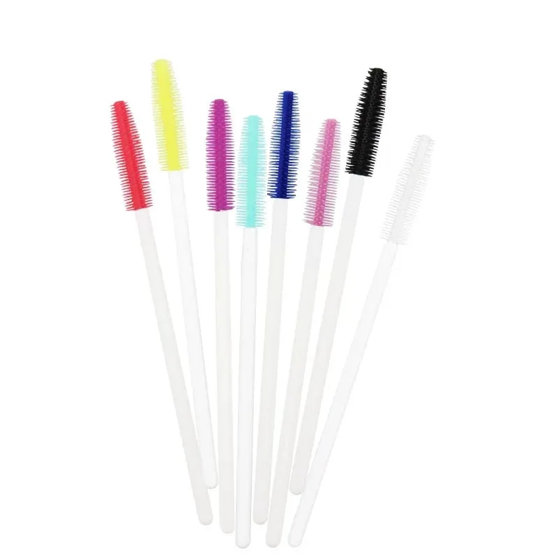 100 st Engångs Silikon Ögonfransar Borstar vita Handtag Applikator Mascara Stick Brush Ögonfransförlängning kvinnor Makeup Tools — image 2