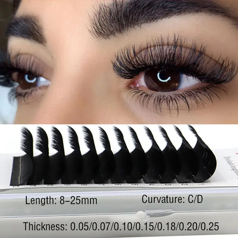 Mizimo 10mm-25mm C/D Nerz Wimpern Einzelne Gepfropfte Falsche Wimpern Schwarz Natürliche Erweiterte Blühenden Wimpern Augen Make-Up Wimpern — image 2