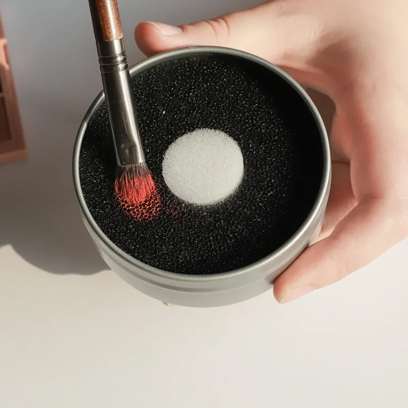 OVW Čisticí štětec na make-up Box na čištění očních stínů Dvojité použití štětce na oční stíny Odstraňovač barvy Houba štětec Mycí kartáč Čisticí sada — image 2