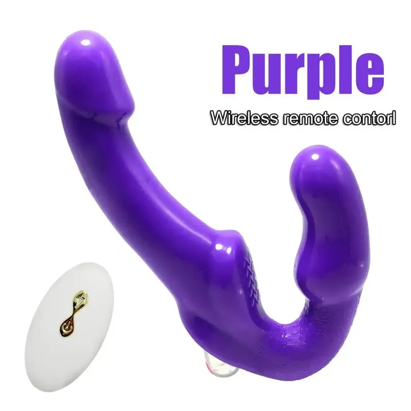 Gode vibrateur sans bretelles avec télécommande sans fil, Double pénétration, produits pour adultes, jouets sexuels pour femmes lesbiennes