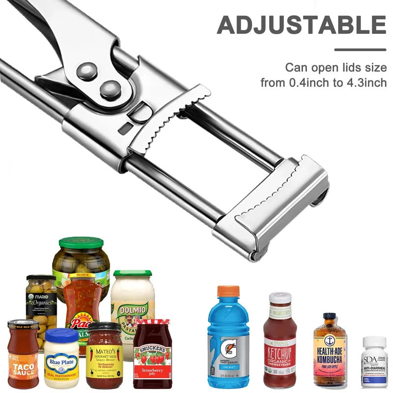 Apriscatole multifunzione regolabile Apriscatole manuale professionale in acciaio inossidabile Apriscatole per coperchio in vetro Accessori da cucina — image 8