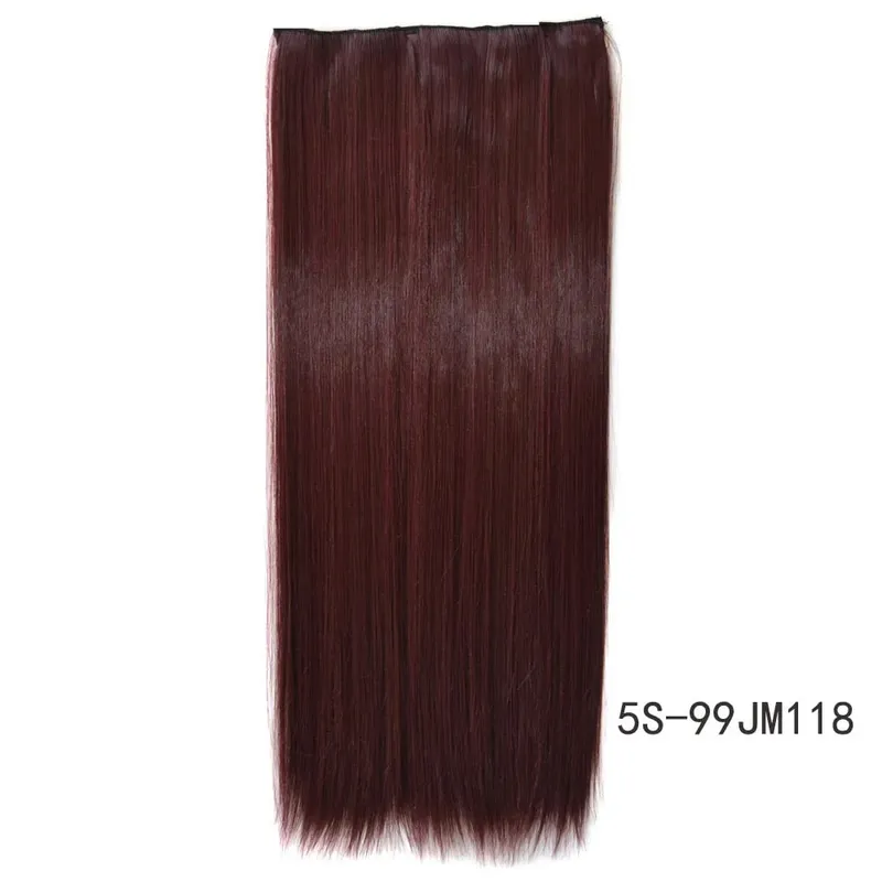Synthetic Natural Synthetic Hair Extensions 5 Clip In Artificial Fake Ombre Blonde Brown Black Pink Straight False Hair Piece — image 40