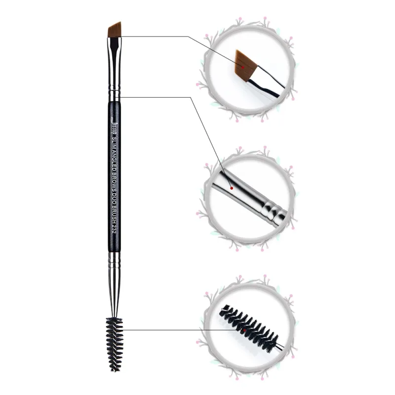 Jessup Eyebrow Solek Berus Dwi-kepala Alis Bulu Mata Berus Solekan Mata Kosmetik Alat Kecantikan Rambut Sintetik Pemegang Kayu