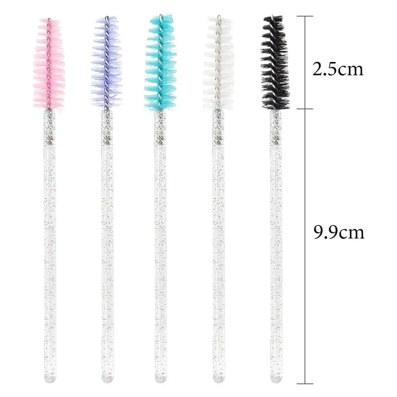 50 ชิ้นเครื่องสำอางแปรงขนตา Eye Lash แปรงแต่งหน้าทิ้งคริสตัลสีขาวมาสคาร่าแปรงขนตาเครื่องมือขยาย