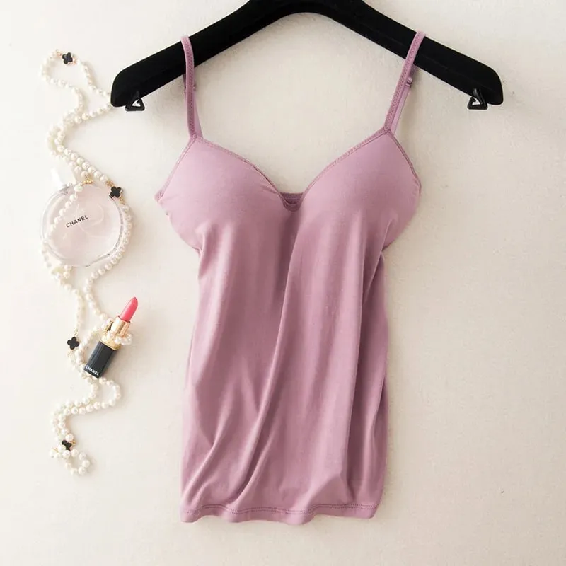 2024 Retro Vintage Basic & Casualหดลมผู้หญิงBraสปาเก็ตตี้สายคล้องคอVคอเสื้อกั๊กCami Tank Topsเสื้อเสื้อ — image 11