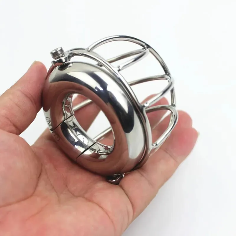 5 tailles en acier inoxydable filets Cage Scrotum poids portant pendentifs pénis Protection couverture balle civière jouets sexuels pour hommes BB-48 — image 1