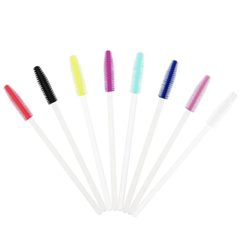 100 st Engångs Silikon Ögonfransar Borstar vita Handtag Applikator Mascara Stick Brush Ögonfransförlängning kvinnor Makeup Tools — image 4
