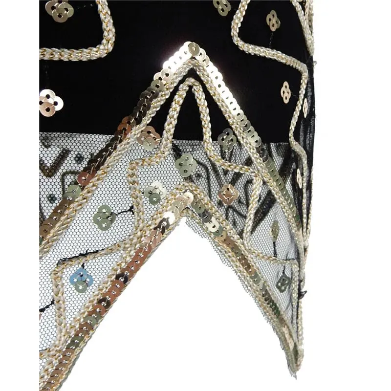 1920er-Jahre-Damenkleid mit Pailletten und dreieckigem Saum, ärmellos, Goldfaden-Stickerei, Quaste, Gatsby-Partykleid — image 3