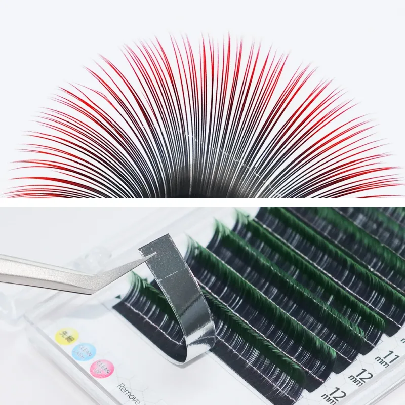 12Rows Ombre Gradient Red Green Blue Purple Color Eyelash Extension Individual Faux Mink False Eye Lashes Makeup — image 3