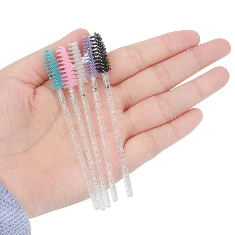 50 ชิ้นเครื่องสำอางแปรงขนตา Eye Lash แปรงแต่งหน้าทิ้งคริสตัลสีขาวมาสคาร่าแปรงขนตาเครื่องมือขยาย