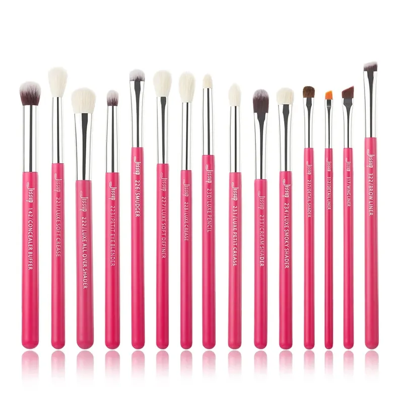 Sada štětců na líčení očí Jessup 15ks Přesný štětec na oční stíny Eyebrow EyeLiner Blending Concealer Natural Synthetic Black T177 — image 12