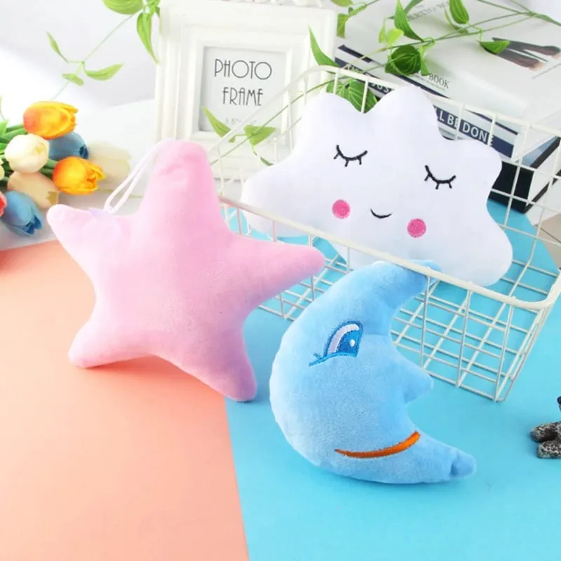 Oreillers en peluche en forme de lune, étoile, nuage, rose, blanc, bleu, décor de chaise de chambre, coussin doux, jouets en peluche pour enfants et bébés