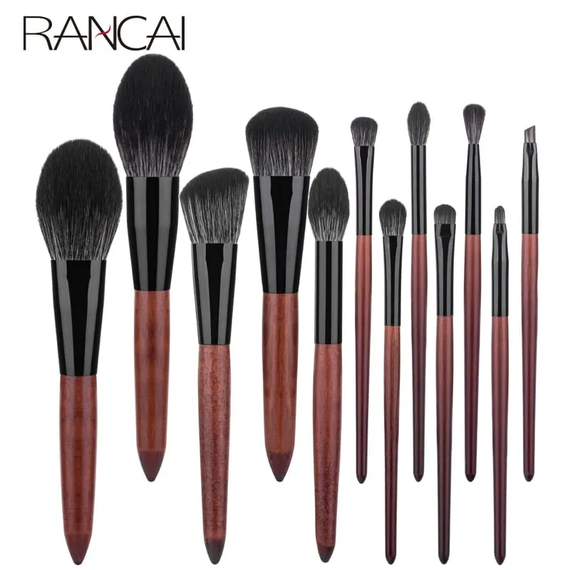 12 pennelli per trucco di alta qualità Set fondotinta in polvere, fard, ombretto, spugna, pennelli in morbida fibra di lana, strumenti cosmetici per capelli — image 1